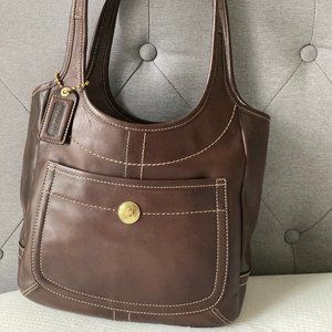 Coach Shoulder Satchel Genuine Brown Leather